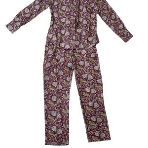 J. Crew 2-piece Silk Set - Burgundy and Olive Floral